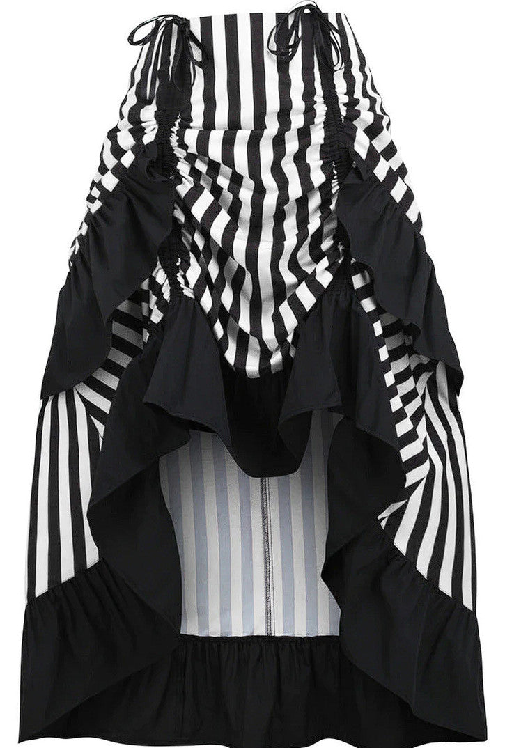Black/White Stripe Adjustable High Low Skirt