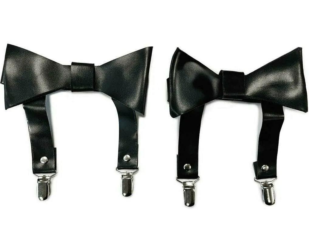 Black Faux Leather Garters (set of 2)