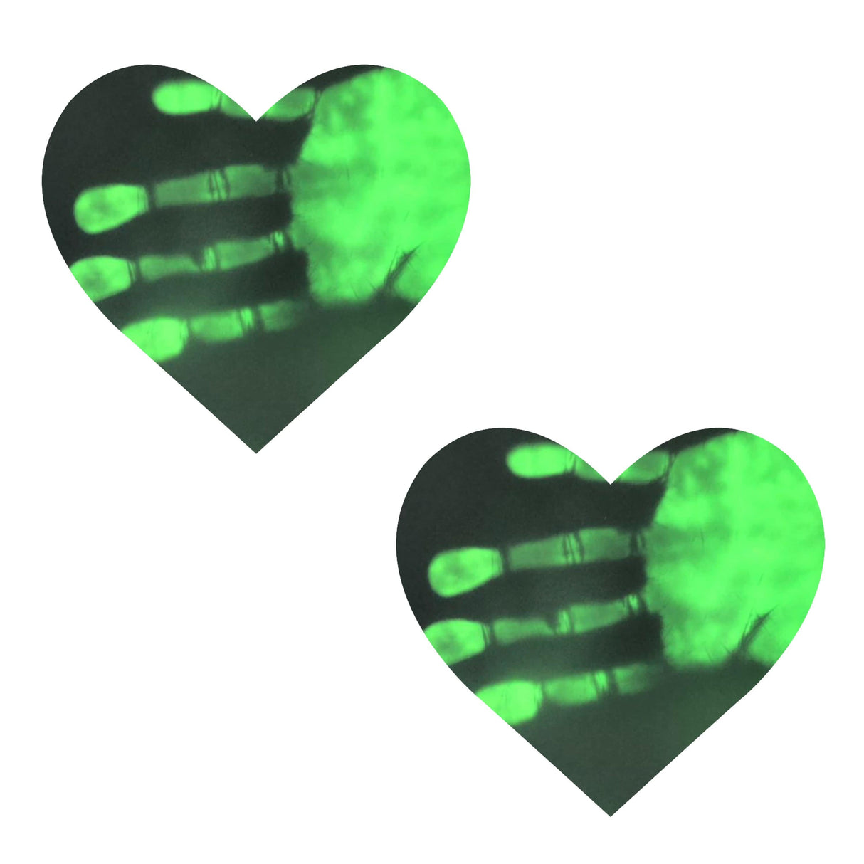 Temperature Reactive Black to Neon Green Heart Nipple Cover Pasties
