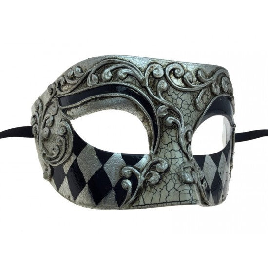Silver & Black Venetian Mask