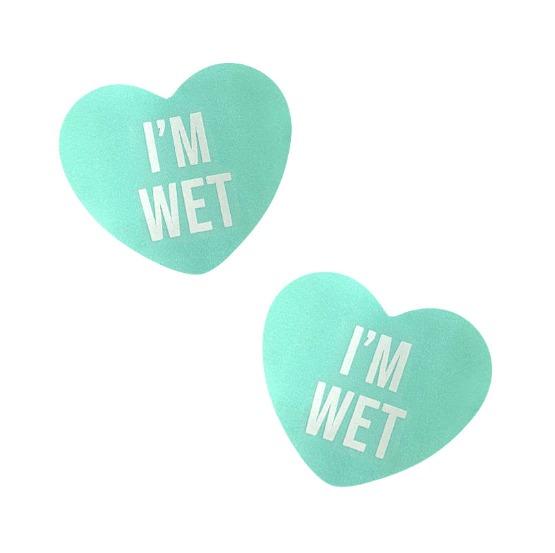I'm Wet Light Green Pastel Candy Heart Pasties