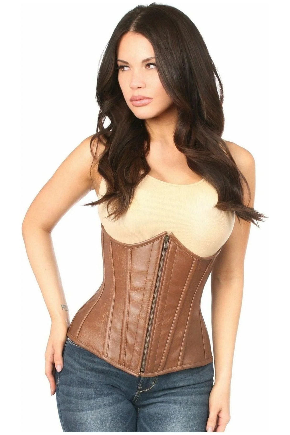 Top Drawer Light Faux Leather Underbust Corset
