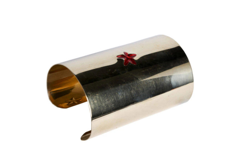 Gold Cuff W/Red Stone
