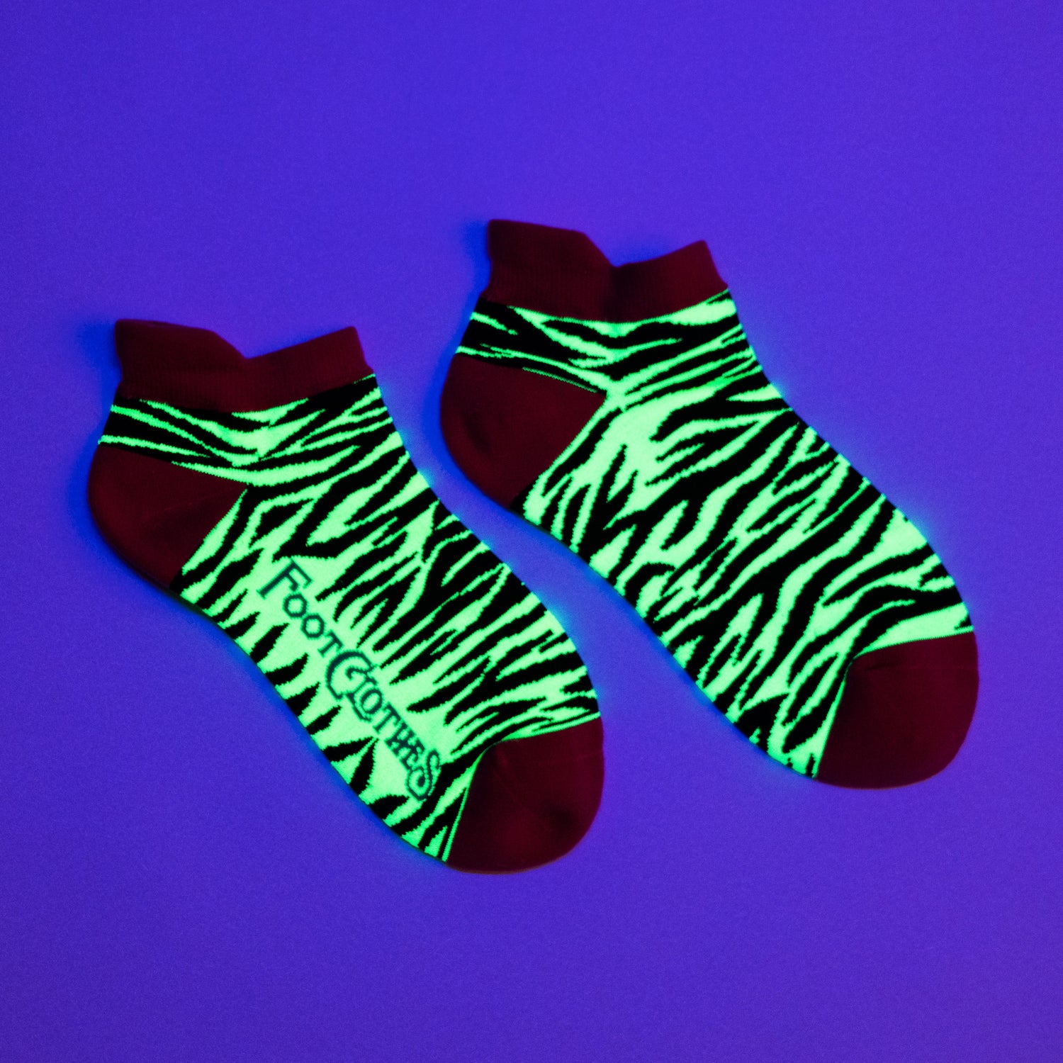 Neon Tiger Stripe Ankle Socks - UV Reactive