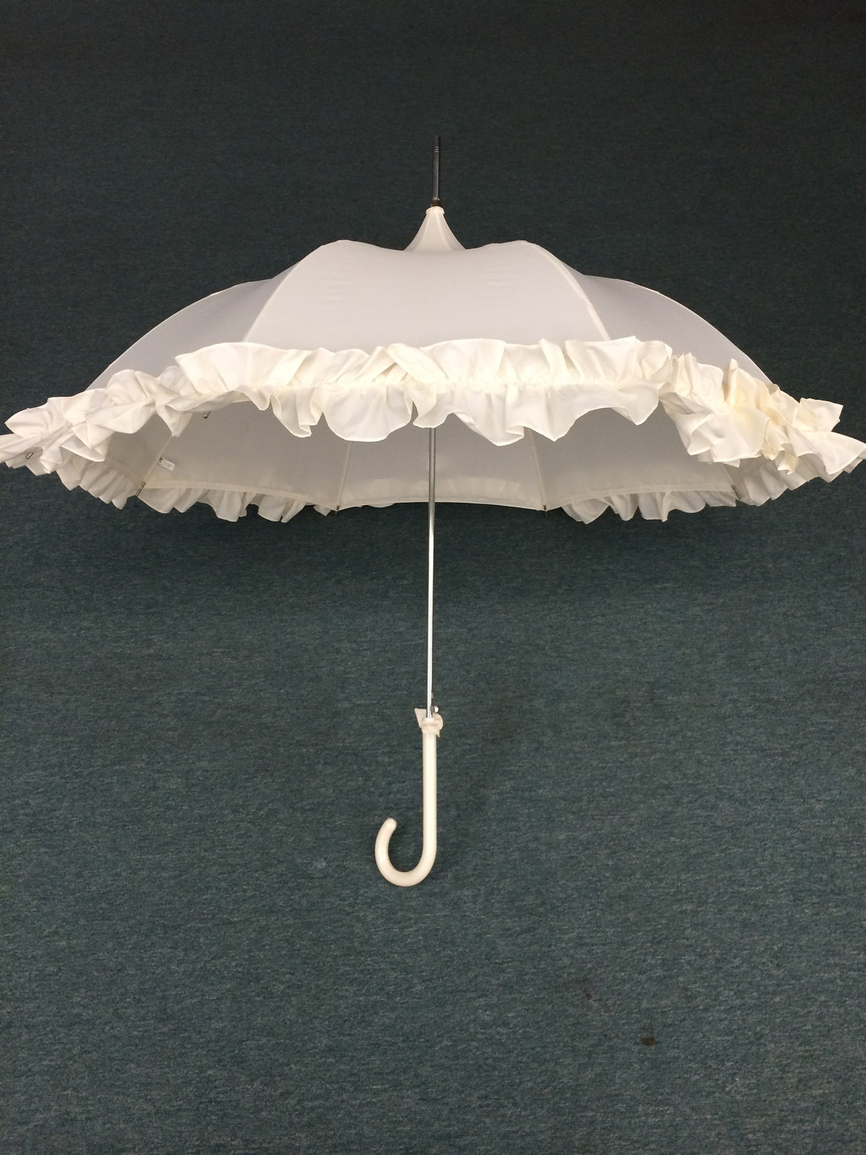 Cream Ruffled Pagoda Umbrella