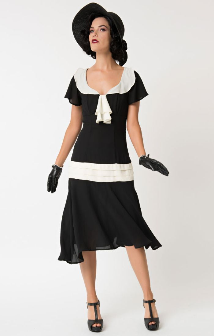 Black & Cream Wilshire Flapper Day Dress