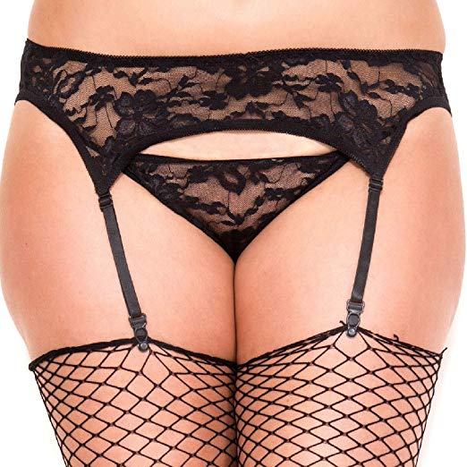 Plus Size Lace Garterbelt And G-String
