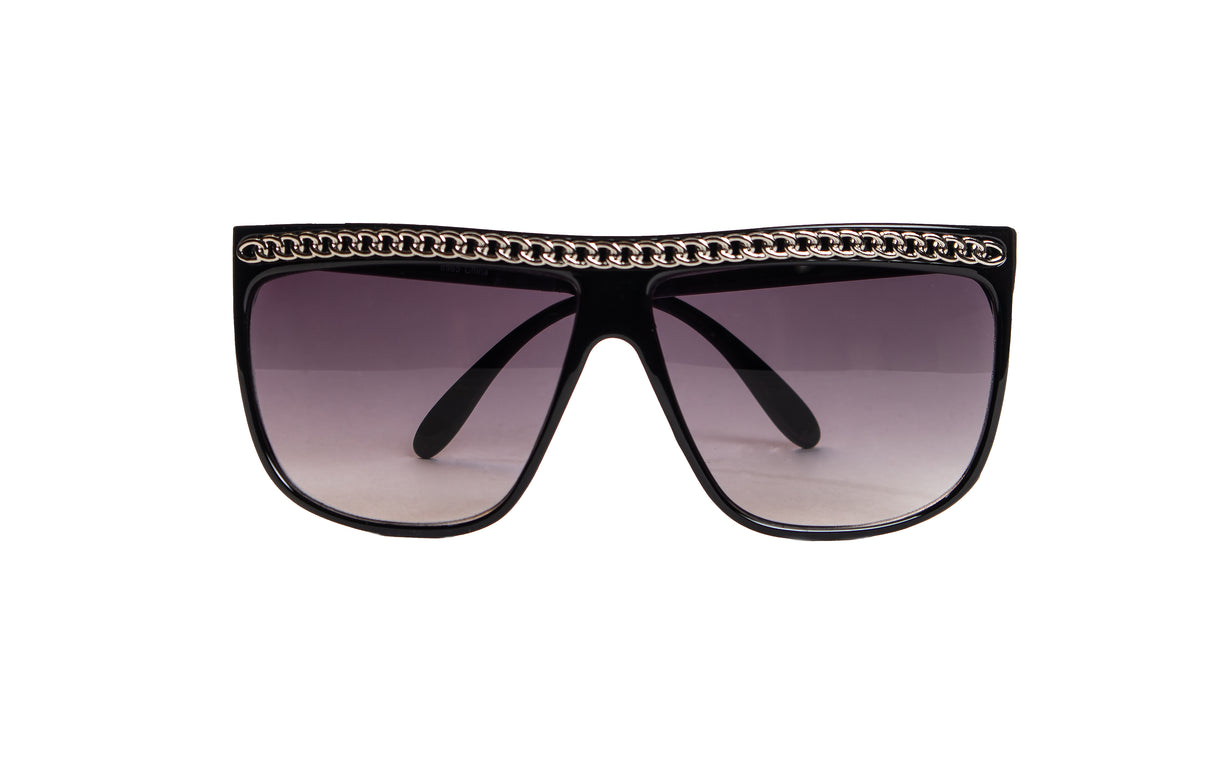 80's Style Flat Top Sunglasses w/ Chain