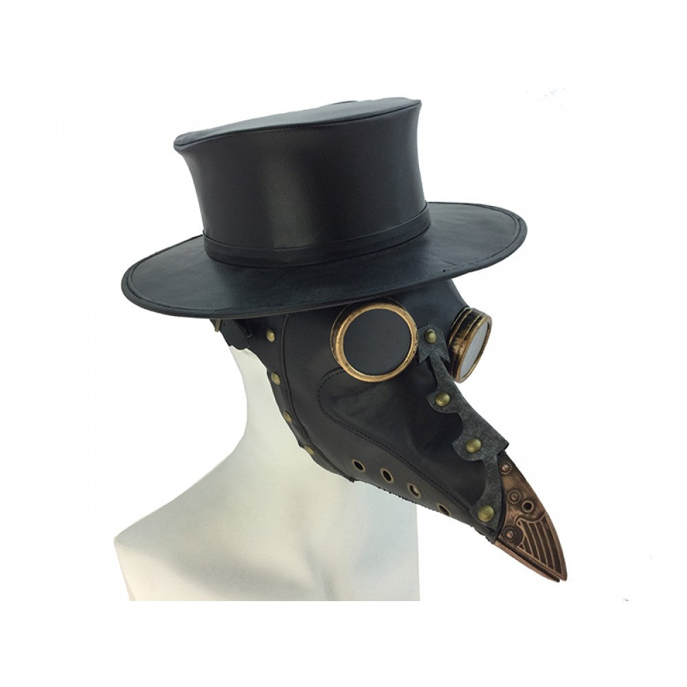 Black Faux Leather Plague Doctor Mask