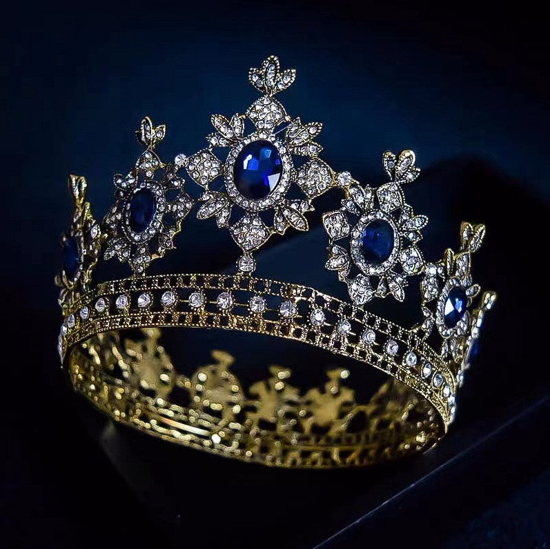Metal Crown with Blue and Diamond Stones