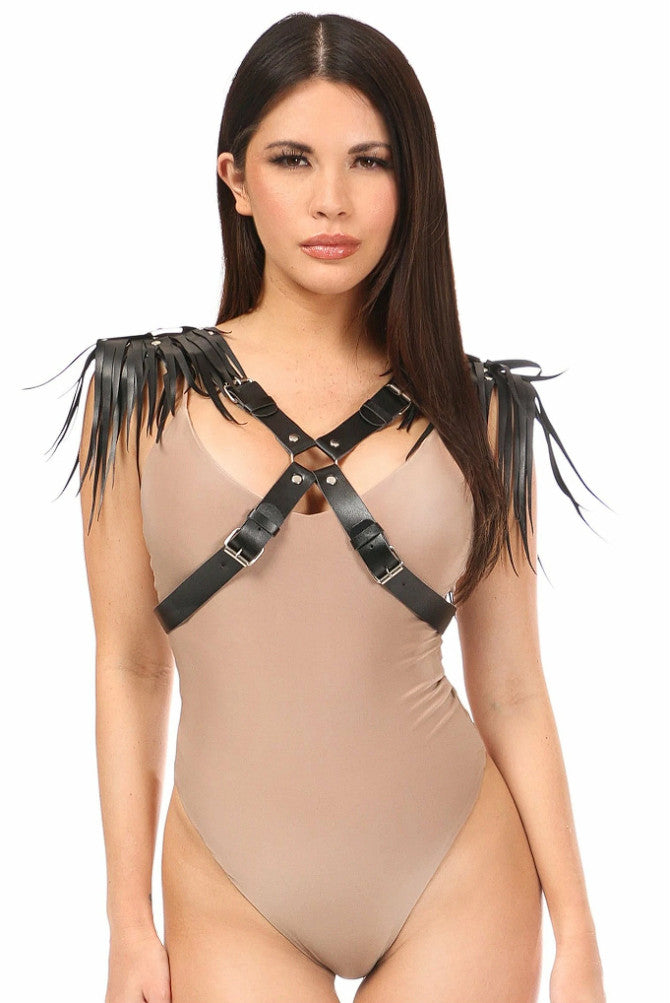 Matte Black Vegan Leather Body Harness main image 1