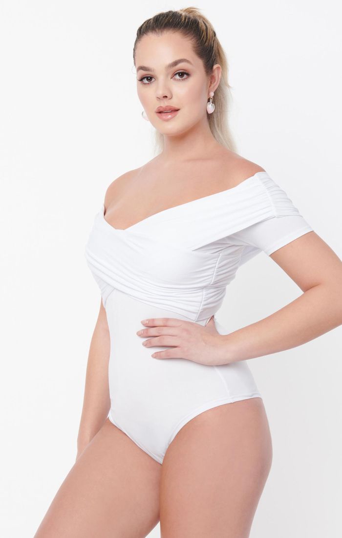 White Off Shoulder Daydreamer  Bodysuit