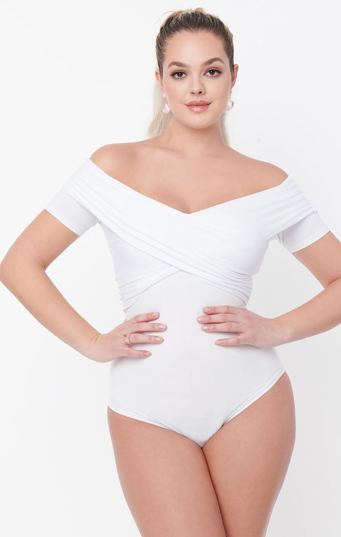 White Off Shoulder Daydreamer  Bodysuit