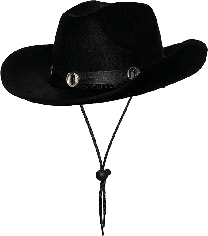 Black Silver Ringed Cowboy Hat