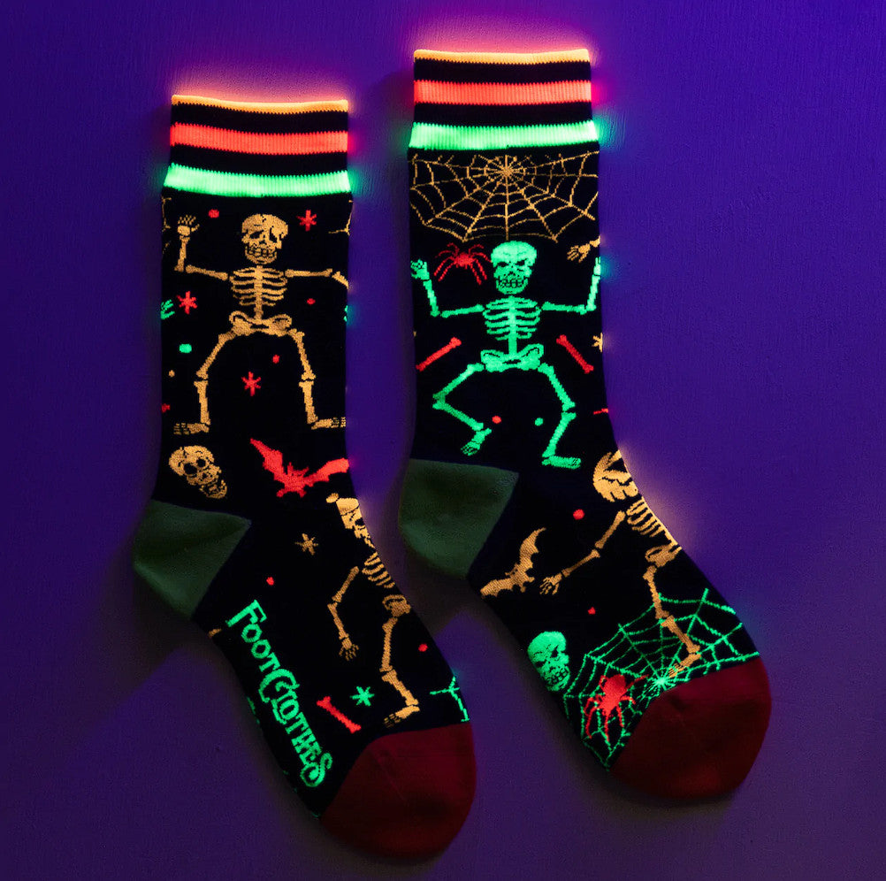 Rave Skeletons Crew Socks - UV Reactive