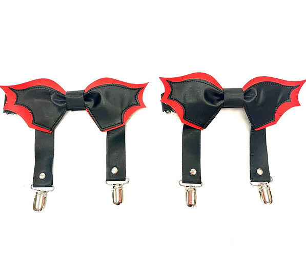 Black/Red Bat Leg Garters