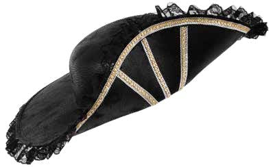 Faux Suede Pirate Bicorner with Gold Trim