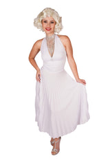 White Pleated Halter Top Dress