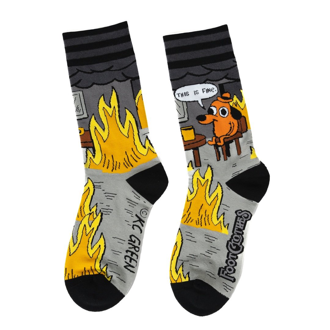 This is Fine: Noir Edition Crew Socks
