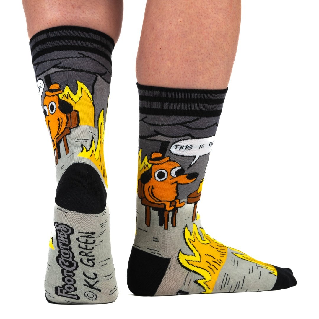 This is Fine: Noir Edition Crew Socks
