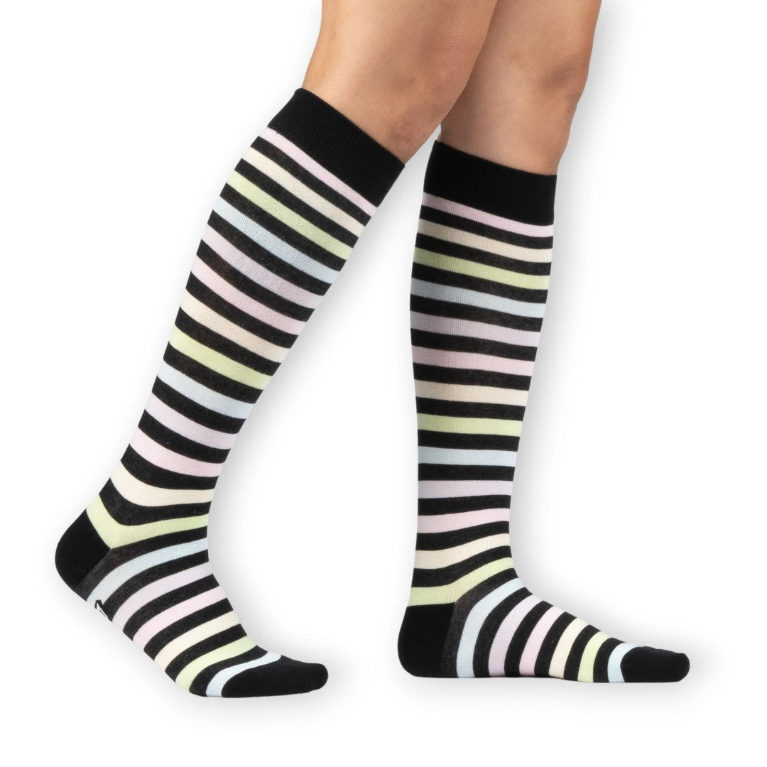 Pastel Rainbow Stripes Knee High Socks