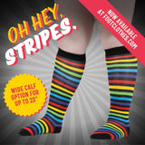 Wide Calf Radiant Rainbow Stripes Knee High Socks