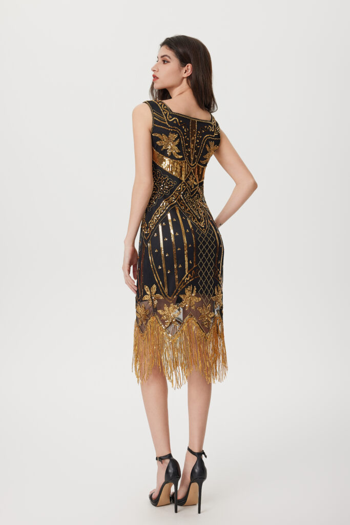 Retro Gold/Black Deco Dress – The Life of the Party