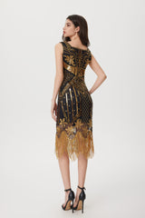 Retro Gold/Black Deco Dress