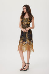 Retro Gold/Black Deco Dress