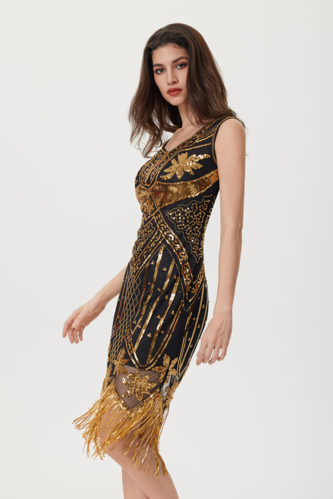 Retro Gold/Black Deco Dress – The Life of the Party