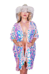 Multi Pink Sequin Duster Long
