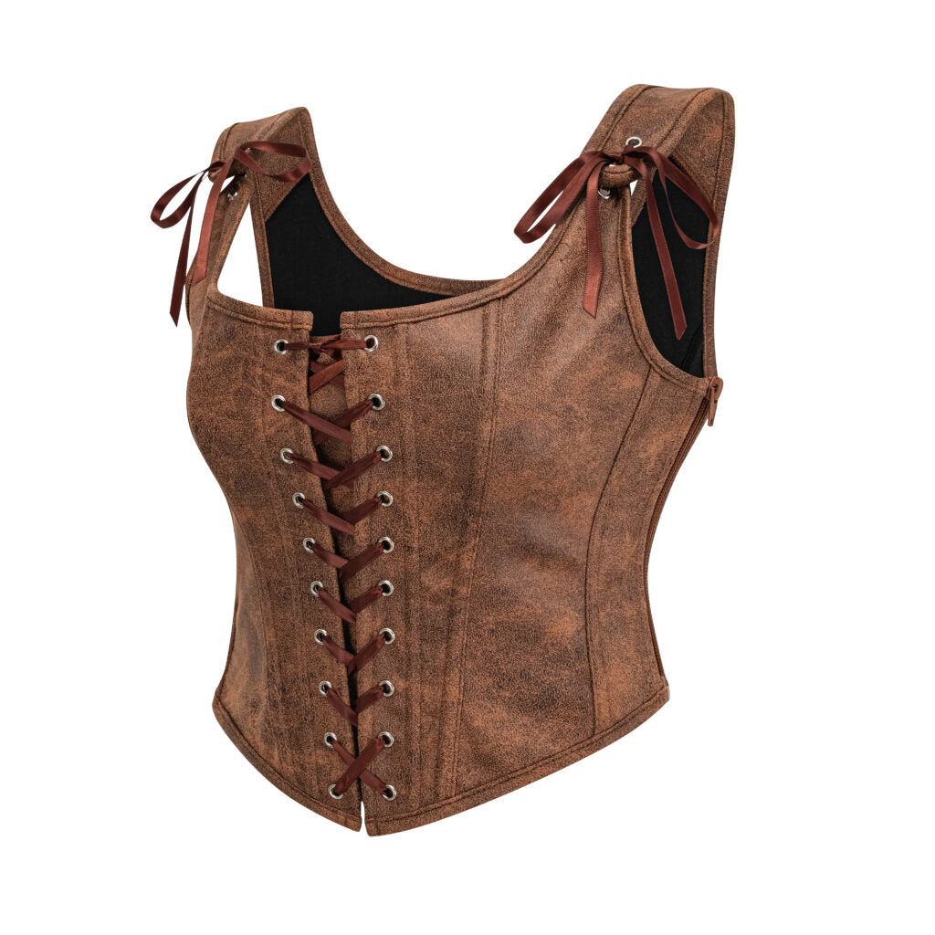 Pleather Front Laced Corset
