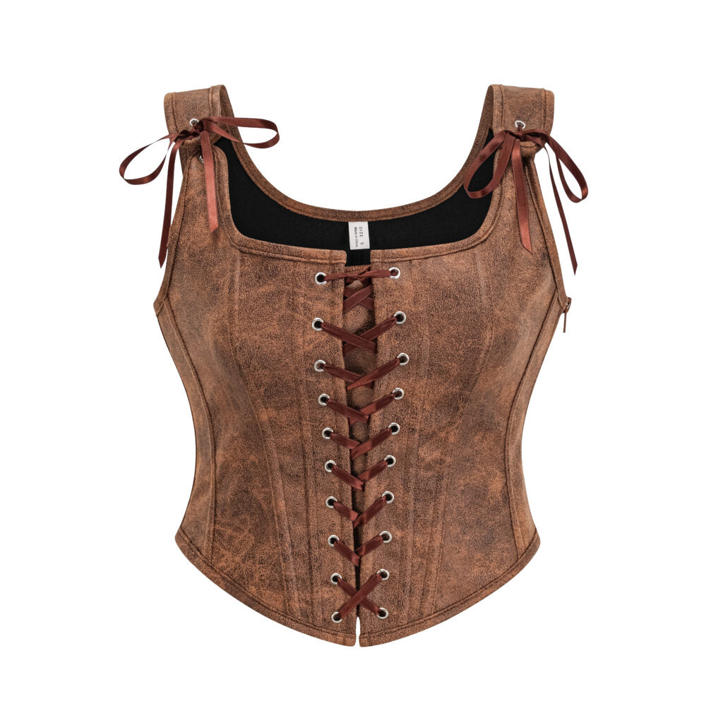 Pleather Front Laced Corset