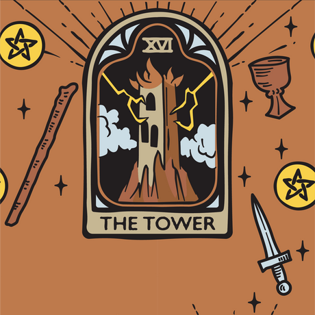 The Tower Tarot Nouveau Crew Socks