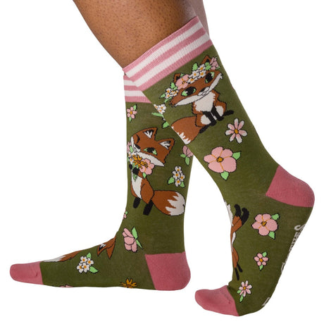 Floral Foxes Crew Socks