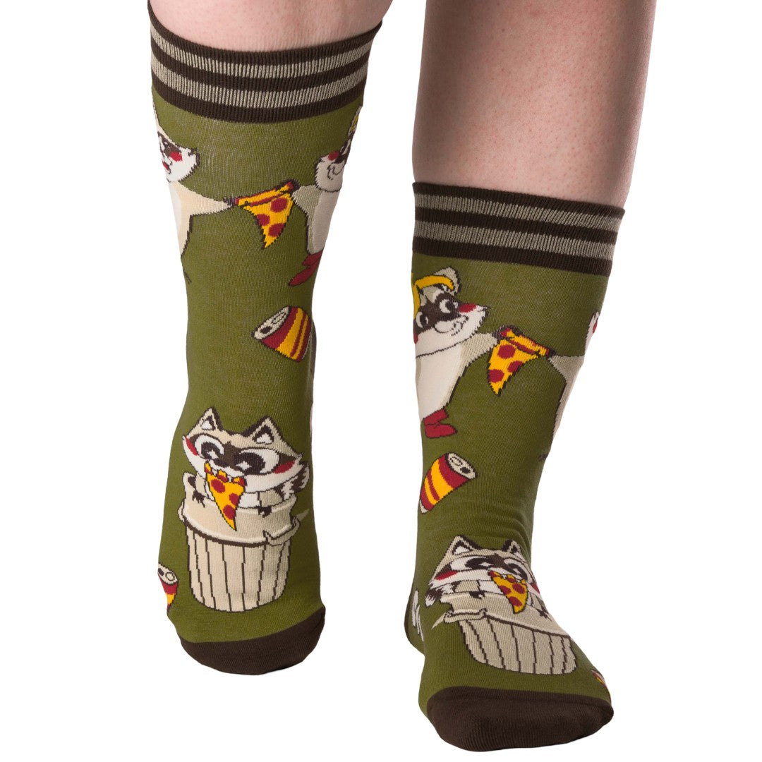 Trash Panda Pizza Party Crew Socks