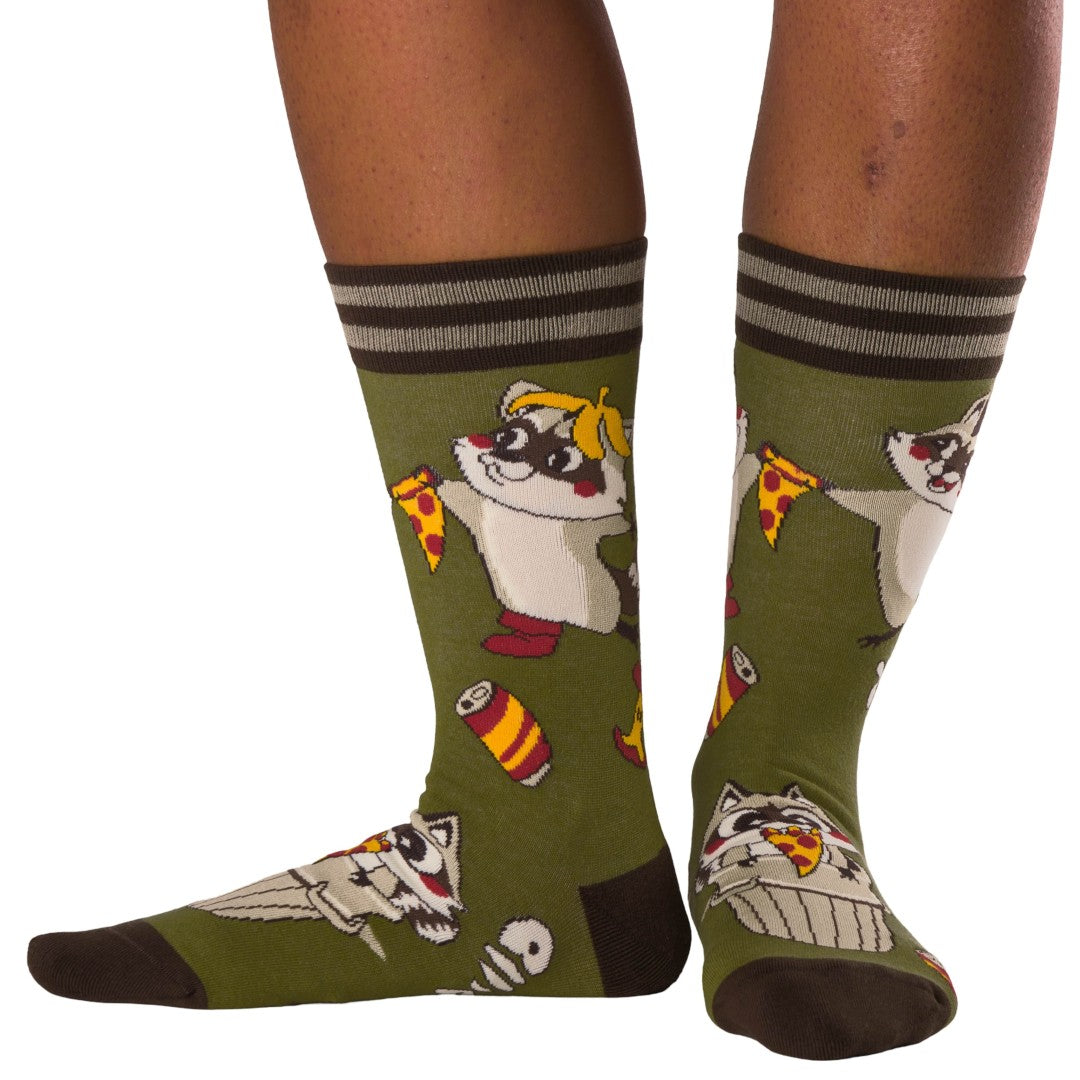 Trash Panda Pizza Party Crew Socks