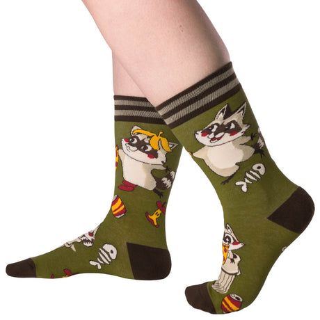 Trash Panda Pizza Party Crew Socks