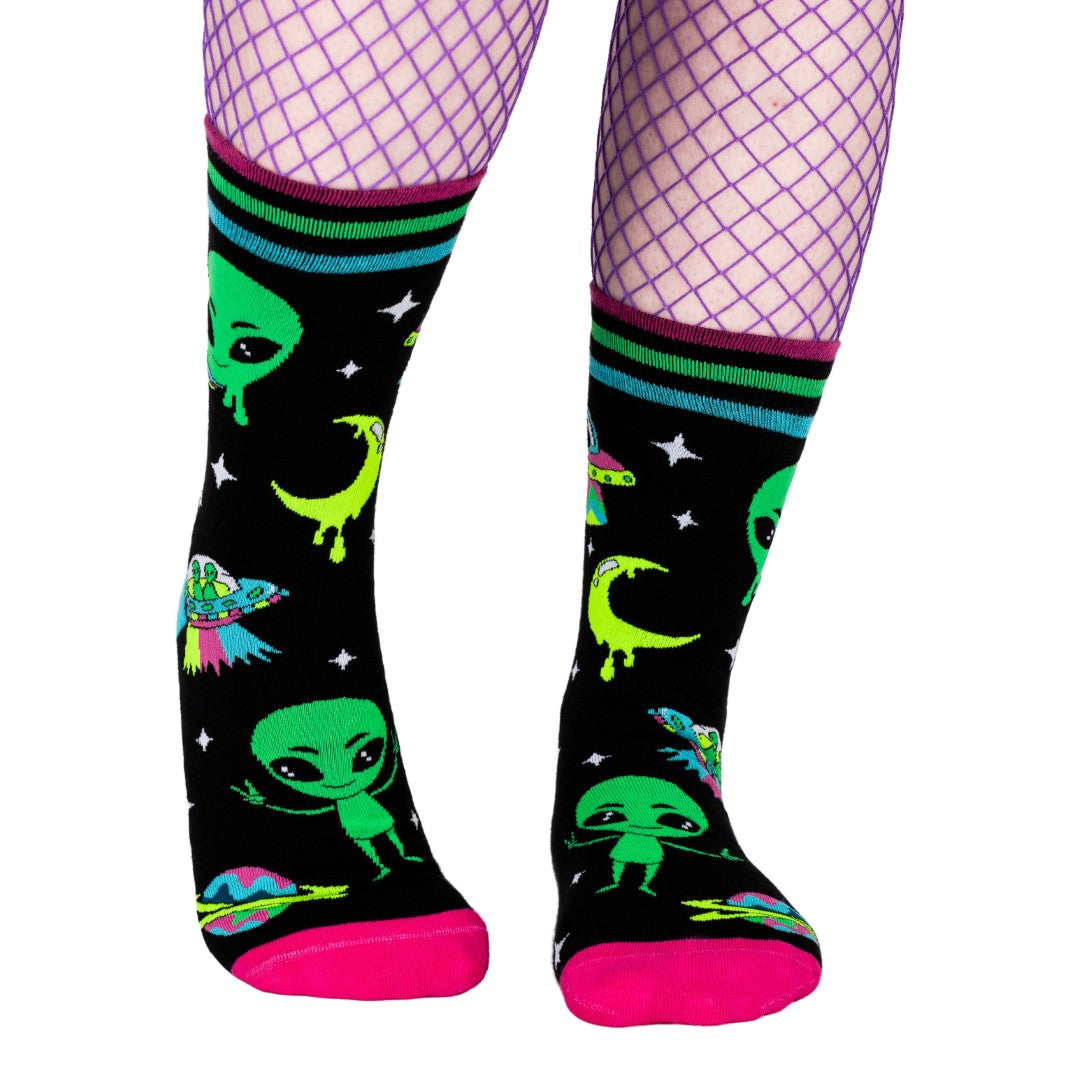 Spaced Out Alien Crew Socks