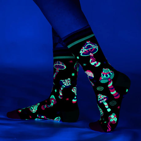 Funky Fungi UV Reactive Crew Socks