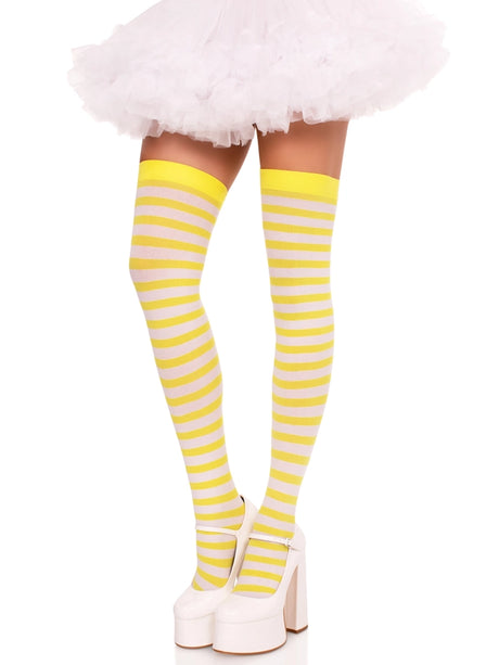 Striped Nylon Thigh Highs