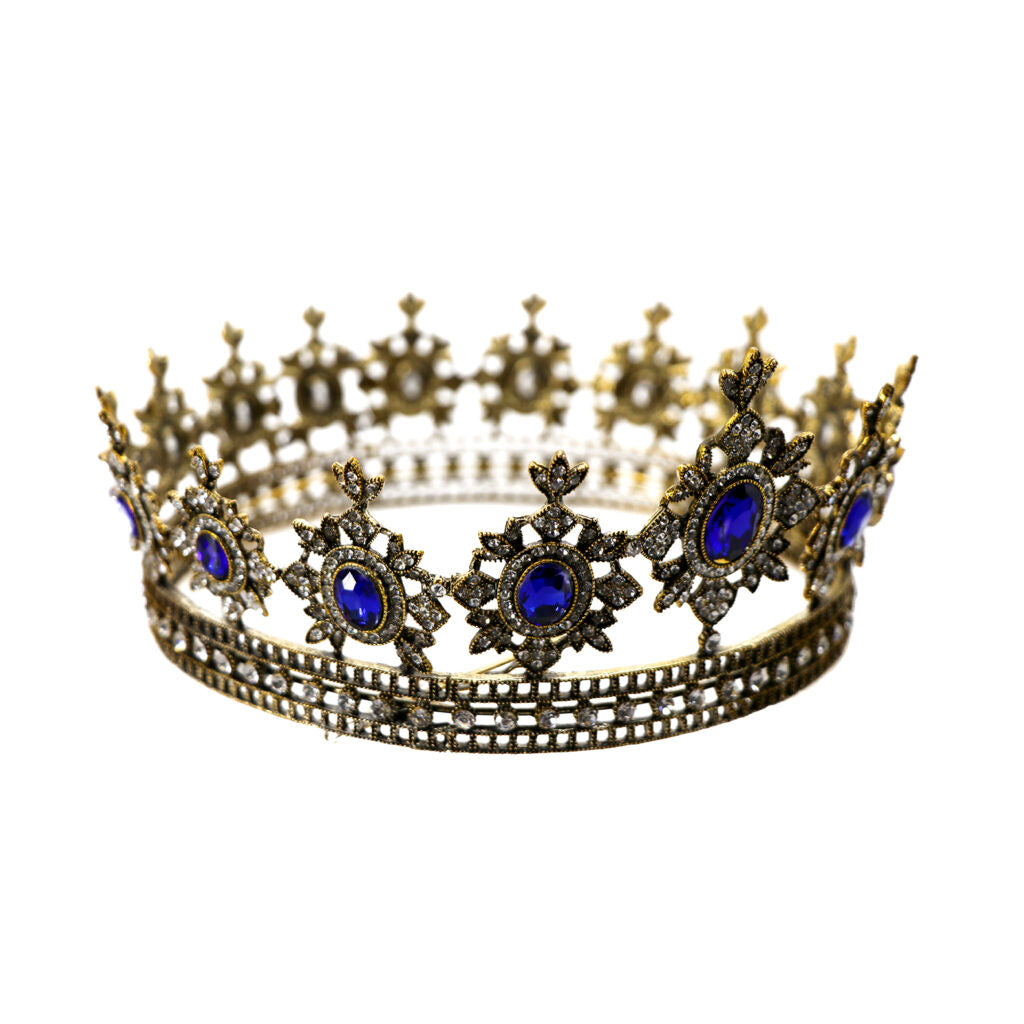 Metal Crown with Blue and Diamond Stones