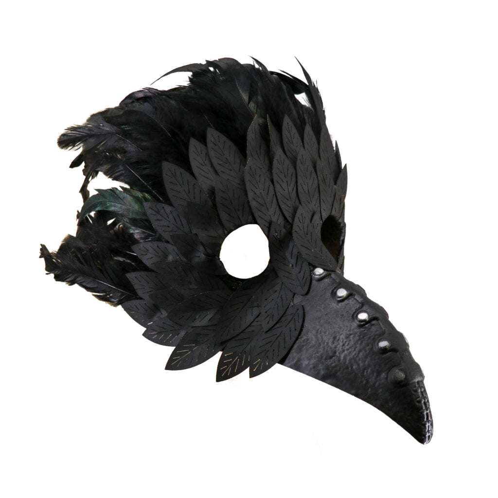 Black Plague Mask w/ Feathers