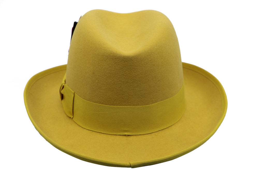 Yellow Wool Fedora with Feather