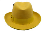 Yellow Wool Fedora with Feather