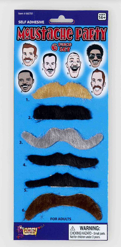 6pc Stick 'em Moustache Party Set