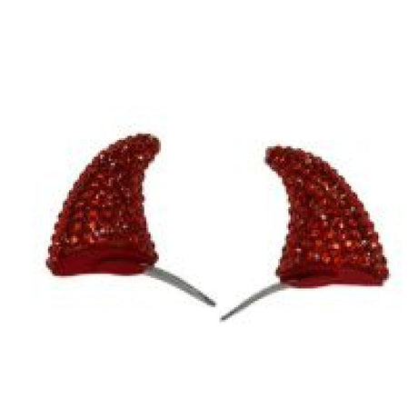 Red Rhinestone Clip On Horns