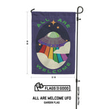 All Are Welcome Alien UFO Garden Flag