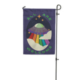 All Are Welcome Alien UFO Garden Flag