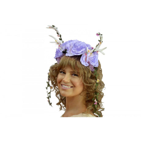 Purple Floral Antlers Headband